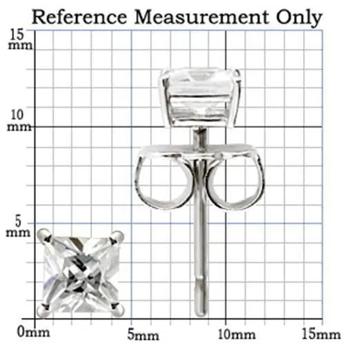 0W158 - Rhodium 925 Sterling Silver Earrings with AAA Grade CZ in Clear-1