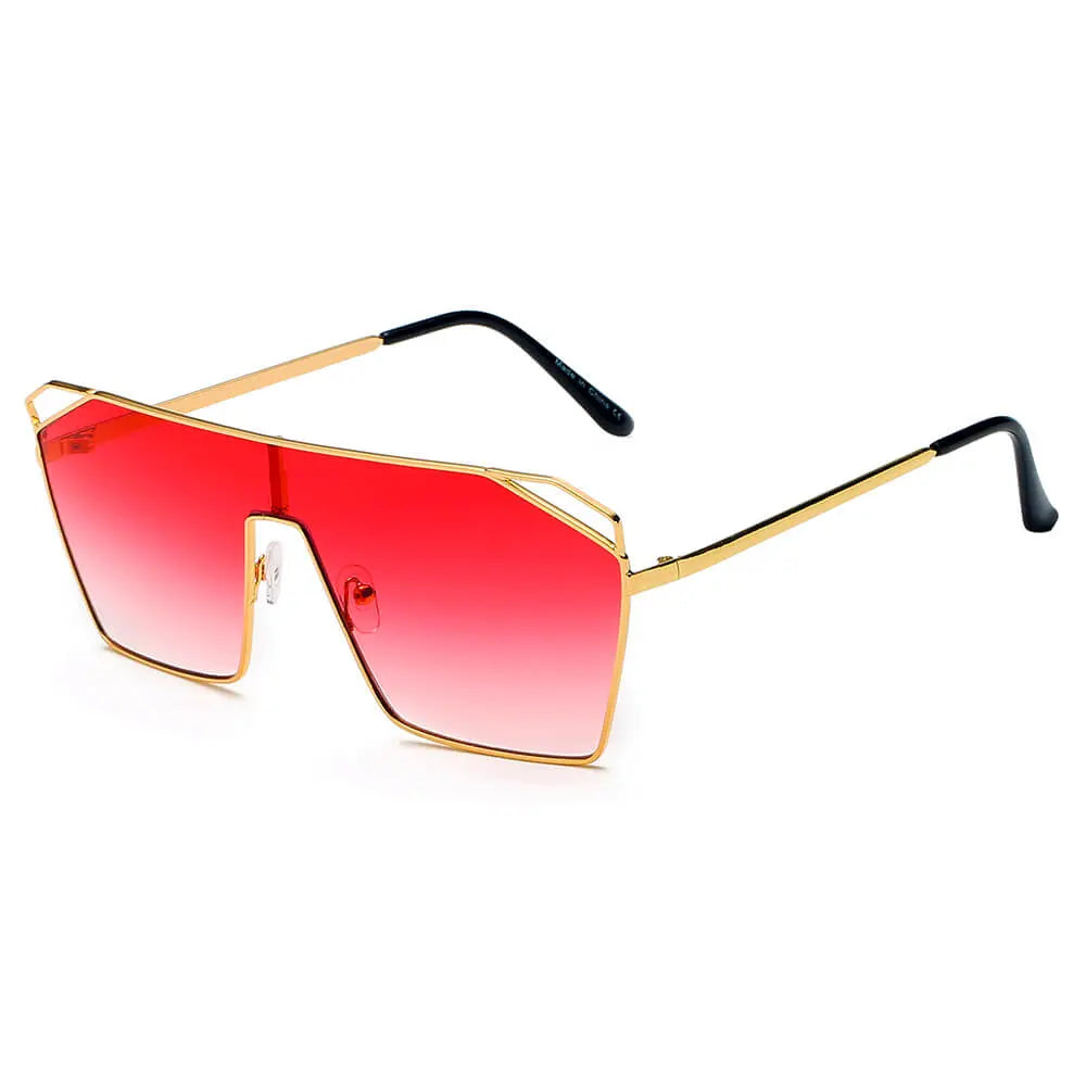 LAVAL | S2071 - Flat Top Metal Oversize Square Fashion Sunglasses-5
