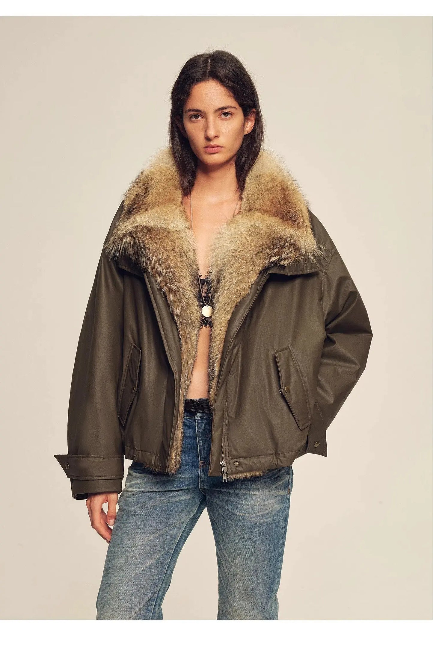 Firelady Fur Women's down fur parka Coyote and Raccoon Fur Collar-“The long night is coming”-3