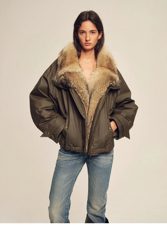 Firelady Fur Women's down fur parka Coyote and Raccoon Fur Collar-“The long night is coming”-0