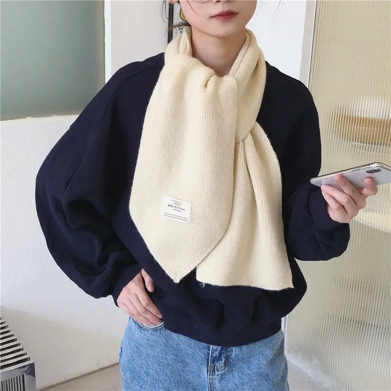 Pure Color Knitted All-match Cute Multifunctional Scarf-2