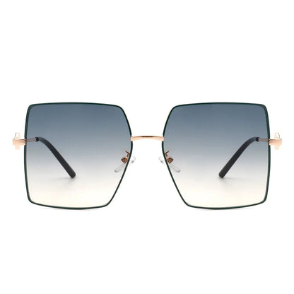 Benazia - Square Oversize Flat Top Large Tinted Women Fashion Sunglasses-2