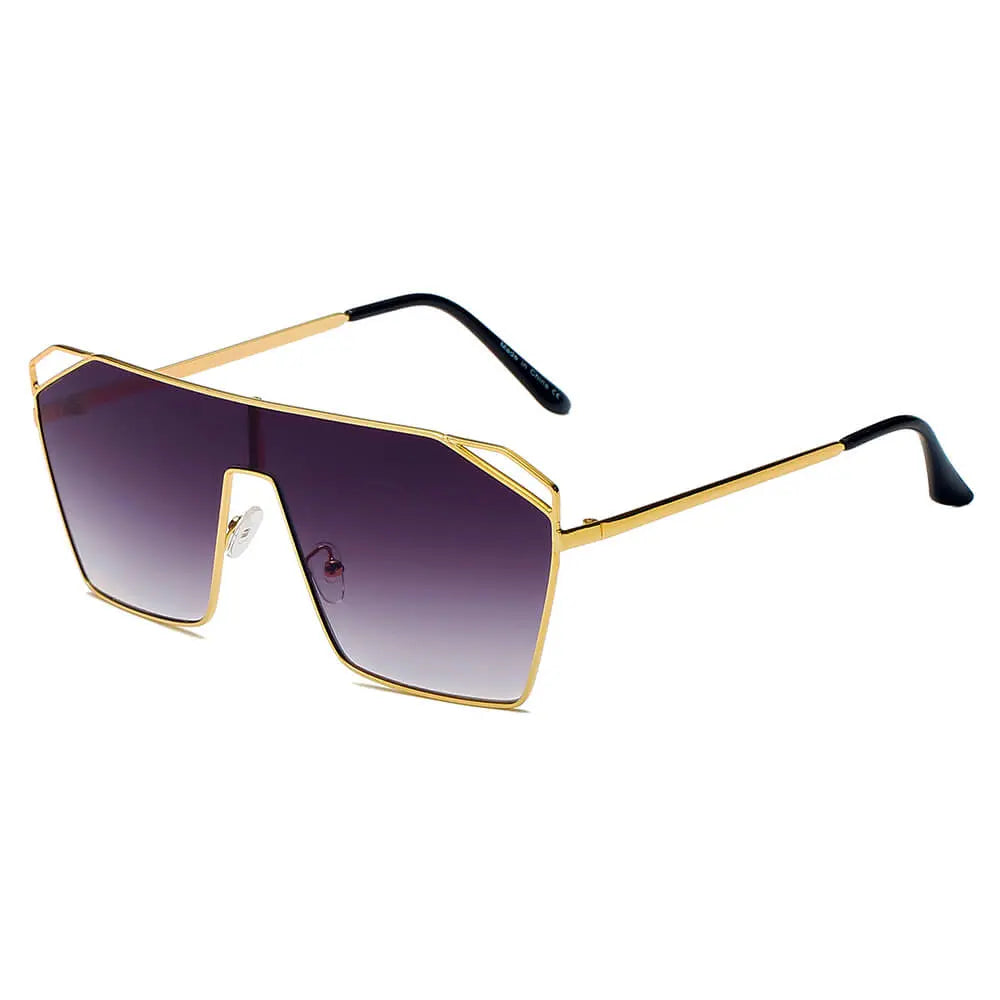 LAVAL | S2071 - Flat Top Metal Oversize Square Fashion Sunglasses-2