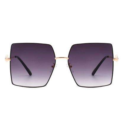 Benazia - Square Oversize Flat Top Large Tinted Women Fashion Sunglasses-4