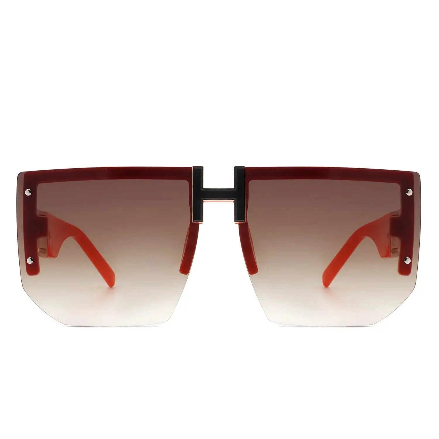 Kaelor - Square Oversized Flat Top Gradient Half Frame Sunglasses-3