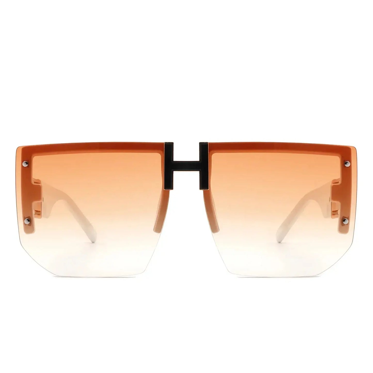 Kaelor - Square Oversized Flat Top Gradient Half Frame Sunglasses-1