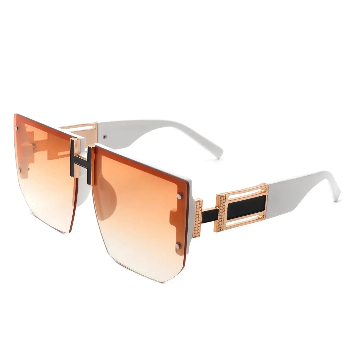 Kaelor - Square Oversized Flat Top Gradient Half Frame Sunglasses-0