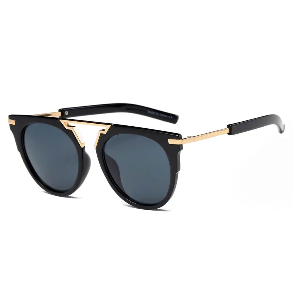 HANOVER | Unisex Fashion Brow-Bar Round Sunglasses-5