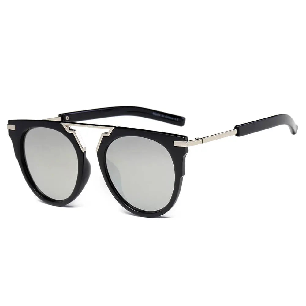 HANOVER | Unisex Fashion Brow-Bar Round Sunglasses-0