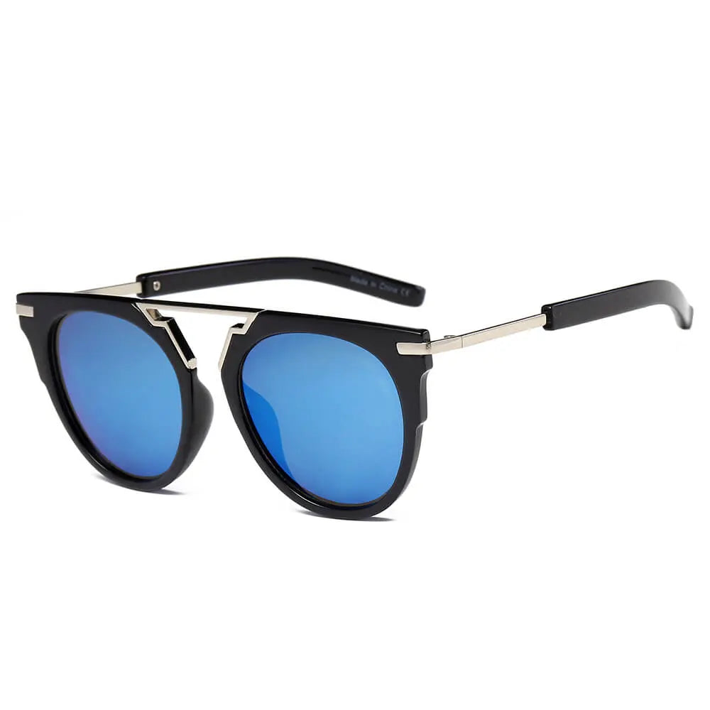 HANOVER | Unisex Fashion Brow-Bar Round Sunglasses-2