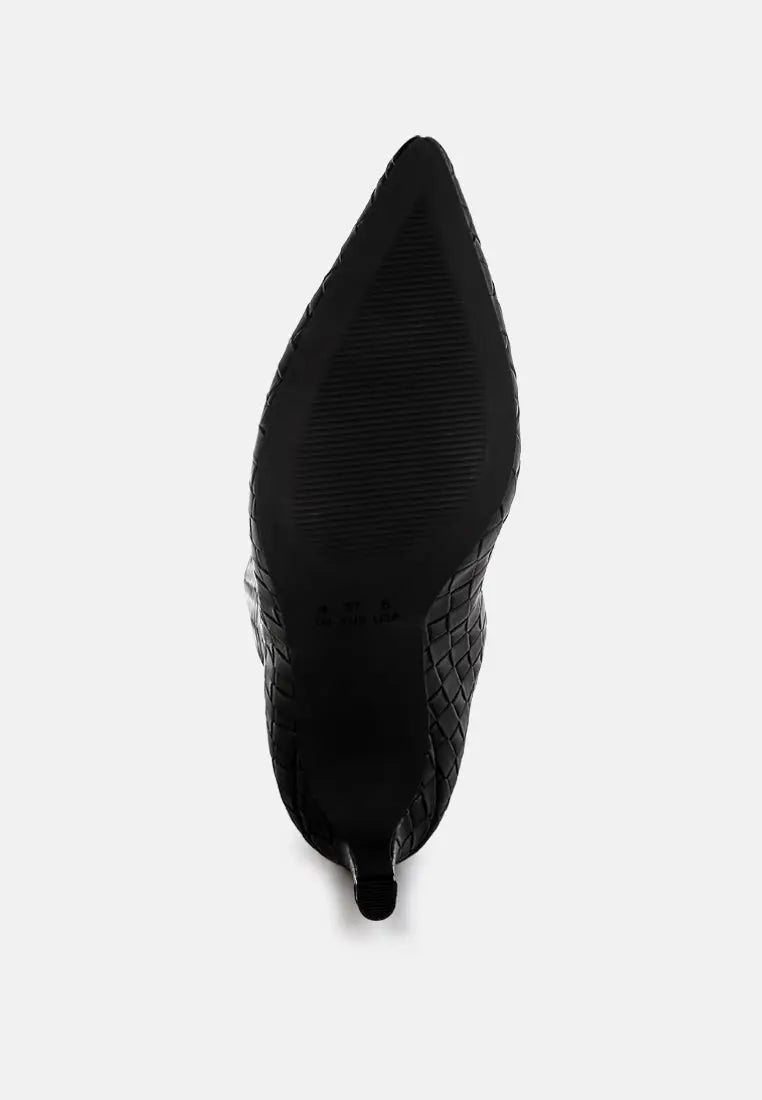 Mentha Woven Faux Leather Boots-4