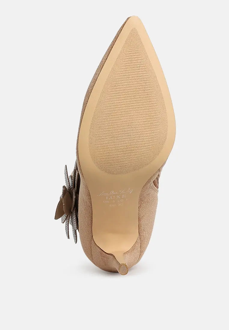 Yarrow Rhinestones Petal Detail Boots-4