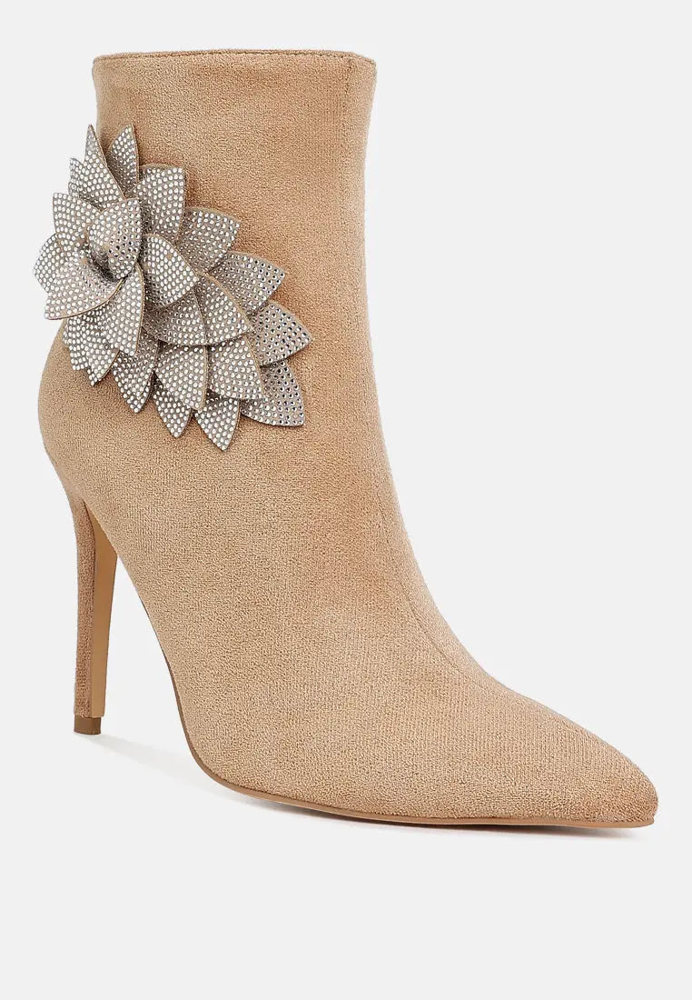 Yarrow Rhinestones Petal Detail Boots-1