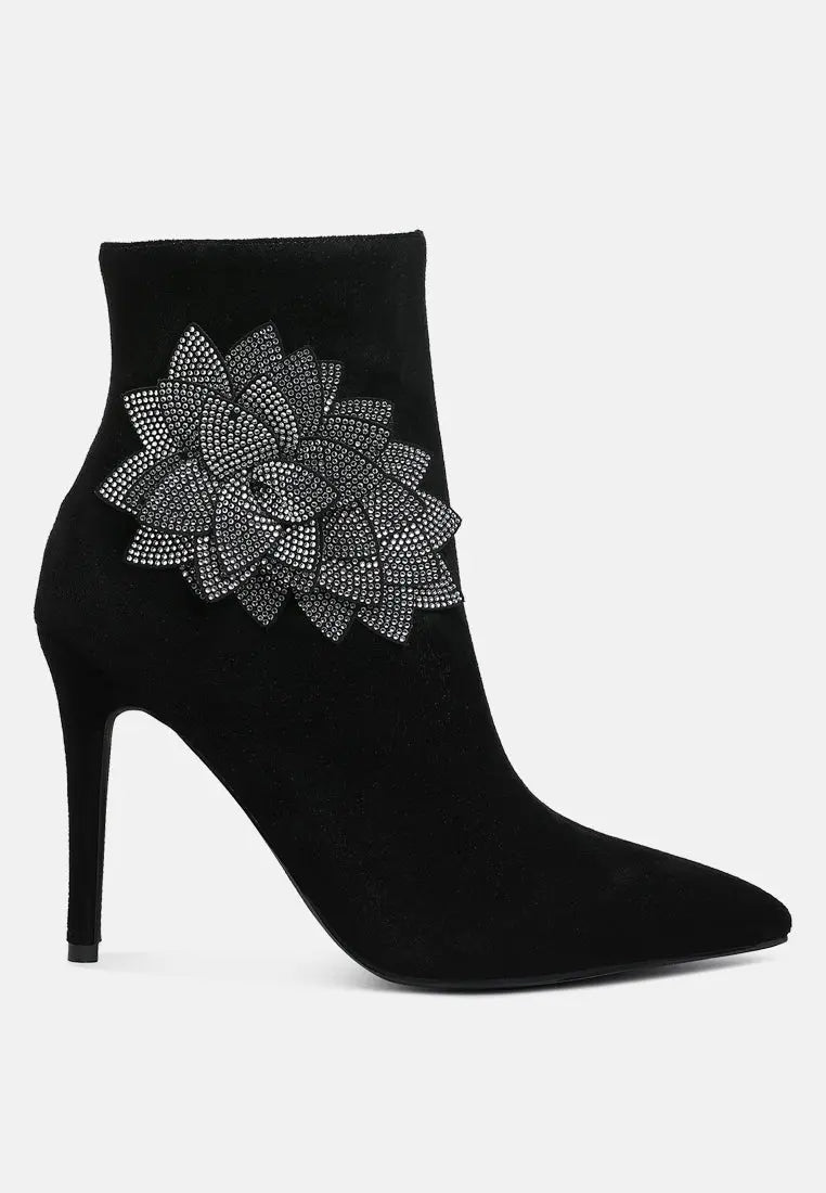 Yarrow Rhinestones Petal Detail Boots-5